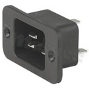 Złącze zasilające AC IEC 60320 C20, klasa ochronności I; montaż: do panela max. 8mm, śrubowe; wyprowadzenia konektorowe QC 6,3x0,8mm; kolor czarny; IP54; 16A, 250VAC