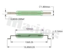 Kontaktron miniaturowy szklany RS-MM1018,  Zakres: 10-20AT, Prąd przełączania: 0,5A(max), Wymiary: FI1,8x10mm, Montaż: SMD