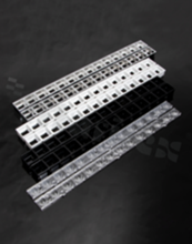 Lens for LED high power; angle: 57 to 76 degrees FWHM; Number of LEDs: 28; Dimensions: 280x21mm; Height: 13.3mm; meterial: PMMA; Fastening: pin; screw; snaps