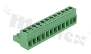 Listwa zaciskowa rozłączalna; w rastrze 5.08mm; 12-torowa; żeńska; na przewód 2.50mm2(28-12AWG); kierunek wtykania równoległy do osi przewodu; styki z fosforobrązu; stalowa klatka przewodu; UL 300V/16A