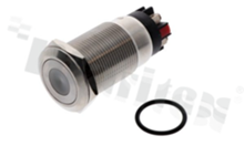 Push button switch; biostable; 19mm; screws terminals; stainless steel; dot blue illumination; IP67.
