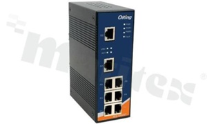 Unmanaged Ethernet switch with 6x10/100Base-T(X); 2x10/100/1000Base-T(X) RJ45; supply 12...48VDC; operating temperature -40+70 deg.C; DIN rail mountable