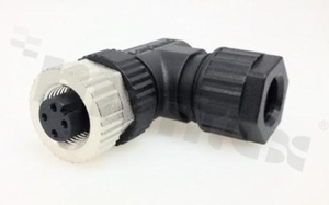 Wtyk M12; kodowanie A; 4-stykowy; żeński; 4A; kątowy; na kabel; skręcany; IP67