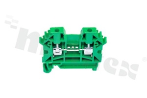 Installation terminal block; 1-level; 2-contacts; for wire 0,5-2,5mm2; screw terminal; green; Din rail; 1000V/24A