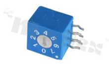 Rotary switch; 8 positions for BCD code; 10x7.55mm; right angle; flat type; THT
