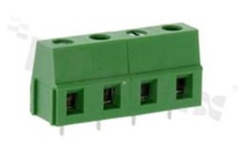 Listwa zaciskowa do PCB; w rastrze 7.50mm; 4-torowa; pionowa; na przewód 2.5mm2 (AWG 24-12); ze śrubami na wkręt płaski; klatka mosiężna; zielona; UL 300V/10A, TUV 450V/18A