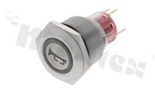 Push button switch; monostable; 22mm; solder terminals; stainless steel; yellow ring and horn simbol illumination; IP65.