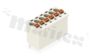 Listwa zaciskowa do PCB; w rastrze 3.50mm; 5-torowa; pionowe wejście przewodu; na przewód 1.50mm2 (24-14 AWG); ze stykiem sprężynowym; szara; UL: 300V/10A