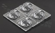 Soczewka do diod LED high power; mid power; kąt rozsyłu: asymetryczny ; ilość diod: 4; rozmiar: 50x50mm; wysokość: 6mm; rodzaj materiału: PMMA; sposób mocowania: klej; kołek; śruby