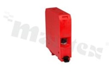 Installation terminal block; 1-level; 2-contacts; for wire 16-70mm2; screw terminal; red; Din rail; 690V/192A