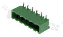 Pluggable terminal block; pitch 5.00mm; 6-ways; male; R/A pin header; closed type; UL 300V/8A; TUV:250V/7A