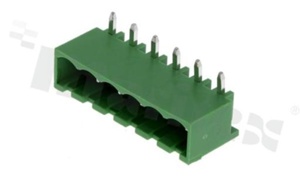 Pluggable terminal block; pitch 5.00mm; 6-ways; male; R/A pin header; closed type; UL 300V/8A; TUV:250V/7A
