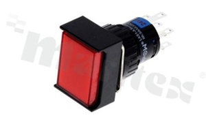 Push button switch; 2NO2NC; monostable; IP65; red illumination; LED 24V.