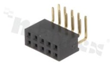 Listwa stykowa do PCB; w rastrze 2.54mm; 2x5 styków; montaż: THT; żeńska; kątowa; dwurzędowe