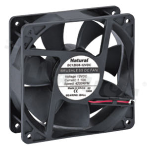 Fan; DC; 4.91m3/min; 0.70A; 14.0-27.6VDC; 16.80W; 3500RPM; 55dBA; 24 AWG; plastic; -10+70 deg.C; 289g; 120x120x38mm