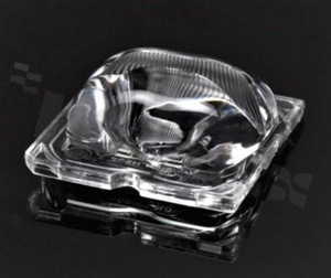 Lens for LED high power; angle: asymmetric; Number of LEDs: 1; Dimensions: 25x25mm; Height: 8.2mm; meterial: PMMA; Fastening: glue; pin; screw