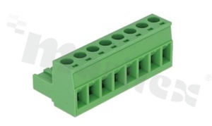 Listwa zaciskowa rozłączalna; w rastrze 5.08mm; 8-torowa; żeńska; na przewód 2.50mm2(28-12AWG); kierunek wtykania równoległy do osi przewodu; styki z fosforobrązu; stalowa klatka przewodu; UL 300V/16A