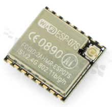 Moduł; Wi-Fi; transceiver; 2412-2484MHz; +16dBm; -90dBm; UART/GPIO/ADC/PWM; ESP8266; 3.0-3.6V; 17x16x3mm
