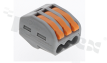 Installation quick splice pitch 4.61 mm. 3-way; spring clamp; wire cross section 0.2-2.5mm2; UL:20A/600V; VDE:24A/450V