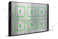 Panel piezoelektryczny METAL LIGHT; 2x3 pozycji; metalowy front; rozwiązanie przeznaczone do pełnej personalizacji produktu. 