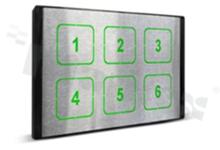 Panel piezoelektryczny METAL LIGHT; 2x3 pozycji; metalowy front; rozwiązanie przeznaczone do pełnej personalizacji produktu.