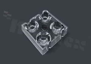 Lens for LED mid power; angle: 10 degrees ; Number of LEDs: 4; Dimensions: 50x50mm; Height: 13.3mm; material: PMMA; PC; Fastening: screw