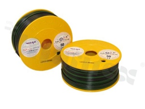 Przewód pojedynczy LGY/H05V-K; z wielodrutową miedzianą żyłą; czarny/zielony; przekrój 2.50mm2; AWG 14; 500V; -40+105 st.C; 50m.