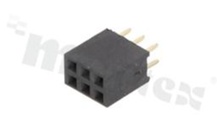 Listwa stykowa do PCB; w rastrze 2.54mm; 2x3 styków; montaż: THT; żeńska; prosta; dwurzędowe 