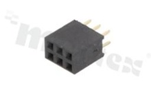 Listwa stykowa do PCB; w rastrze 2.54mm; 2x3 styków; montaż: THT; żeńska; prosta; dwurzędowe