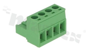 Listwa zaciskowa rozłączalna; w rastrze 5.08mm; 4-torowa; żeńska; na przewód 2.50mm2 (12-28 AWG); kierunek wtykania równoległy do osi przewodu; styki z fosforobrązu; mosiężna klatka przewodu; UL 300V/16A