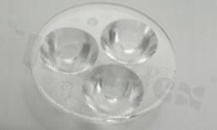 Soczewka do diod LED high power; kąt rozsyłu: 14 stopni FWHM; ilość diod: 3; rozmiar: okrąg 50mm; wysokość: 15.6mm; rodzaj materiału: PMMA; sposób mocowania: klej; kołek
