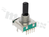 Miniaturowy przełącznik obrotowy; jednosekcyjny; 6-pozycyjny; otwór montażowy M9?×?0,75; wyprowadzenie na PCB; stal; wałek 6?mm; przełączanie typu BBM (non-shorting); 0,3?A/16?V?DC