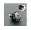 USB2.0 socket; female; mounting hole 22mm; USB2.0 male plug connection; black; aluminum alloy.