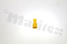 Flat terminal; 6.35mm; 0.8mm; female; 4.0-6.0mm2; crimped; for cable; insulated; tinned; brass; yellow; Imax 24A; L=25.5mm