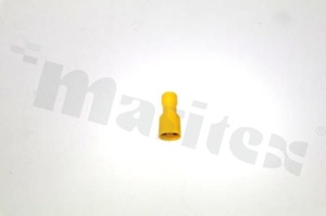 Flat terminal; 6.35mm; 0.8mm; female; 4.0-6.0mm2; crimped; for cable; insulated; tinned; brass; yellow; Imax 24A; L=25.5mm