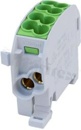 Złączka na szyne DIN; blok rozdzielczy odgałęźny;zielony; jednobiegunowy; 25mm2; Al/Cu;1000V AC/DC ;152A