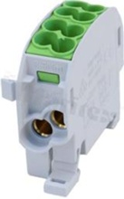 DIN rail terminal block; branch distribution block;green; single-pole; 25mm2; Al/Cu; 1000V AC/DC; 152A