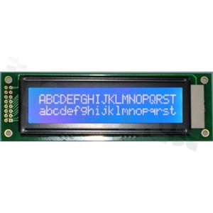 Display LCM; LCD character; 20x2 chars; STN blue negative; white LED backlighting; view 6:00