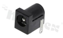 DC socket; male; angled; pin diameter 2.5mm; hole diameter 6.3mm; THT; straight legs