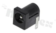 DC socket; male; angled; pin diameter 2.5mm; hole diameter 6.3mm; THT; straight legs