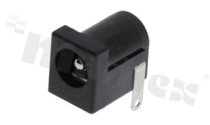 Gniazdo zasilające do PCB; męskie; kątowe; średnica kołka 2.5mm; średnica otworu 6.3mm; montaż: THT; proste nóżki