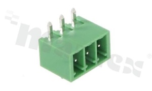 Pluggable terminal block; pitch 3.50mm; 3-ways; male; R/A pin header; closed type; UL 300V/8A; TUV:250V/7A