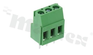 Listwa zaciskowa do PCB; w rastrze 5.00mm; 3-torowa; pionowa; na przewód 0.2-4.0mm2 ); ze śrubami na wkrętak krzyżowy; z ruchomą osłoną przewodu; klatka mosiężna; zielona;TUV IEC 320V/20A