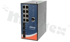 Switch przemysłowy Gigabit; zarządzalny; 8 portów 10/100/1000Base-T(X) RJ45; 2 porty 100/1G/2.5G Base-X SFP; 2 porty 1G/10GBase-X SFP; temp. pracy: -20+60 st.C; zasilanie redundantne 50...57VDC; montaż na szynie DIN