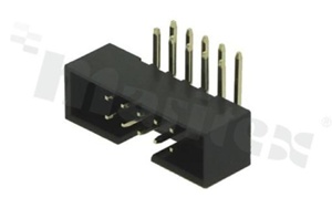 Full shrouded header for PCB; pitch 2.00mm; 10-contacts; THT; male; side entry