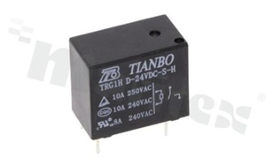 Electromagnetic relay; contact rating current 10A; coil voltage 24VDC; make contact (1A); 10A/250VAC