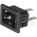 Gniazdo zasilające DC IEC TS 63236-3 (GH21), klasa ochronności I; montaż: do panela max. 8mm, śrubowe; wyprowadzenia konektorowe QC 6,3x0,8mm; kolor czarny; IP20; 400VDC, do 2,6kW