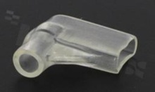 Insulation sleeve for flat connector 6.3mm; right angle; for wire OD=4.0mm;; L1=17mm;; L2= 16mm;; W=8.0mm;; transparent