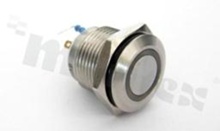 Push button switch; monostable; 16mm; solder terminals; stainless steel; ring blue illumination; IP67