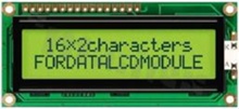 Display LCM; LCD character; 16x2 chars; STN yellow-green Y/G positive;with yellow-green Y/G Array LED backlight; view 6:00; 5.0 V; screen 64.5x16.4 mm; additional font English-Japanese